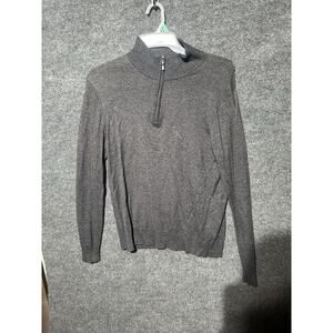 QI New York Henley Sweater Size Medium Wool Pullover Gray Long Sleeve